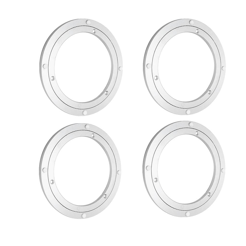 4 Pieces 16inch Aluminum Alloy Round Rotating Turntable Bearing Table Silver