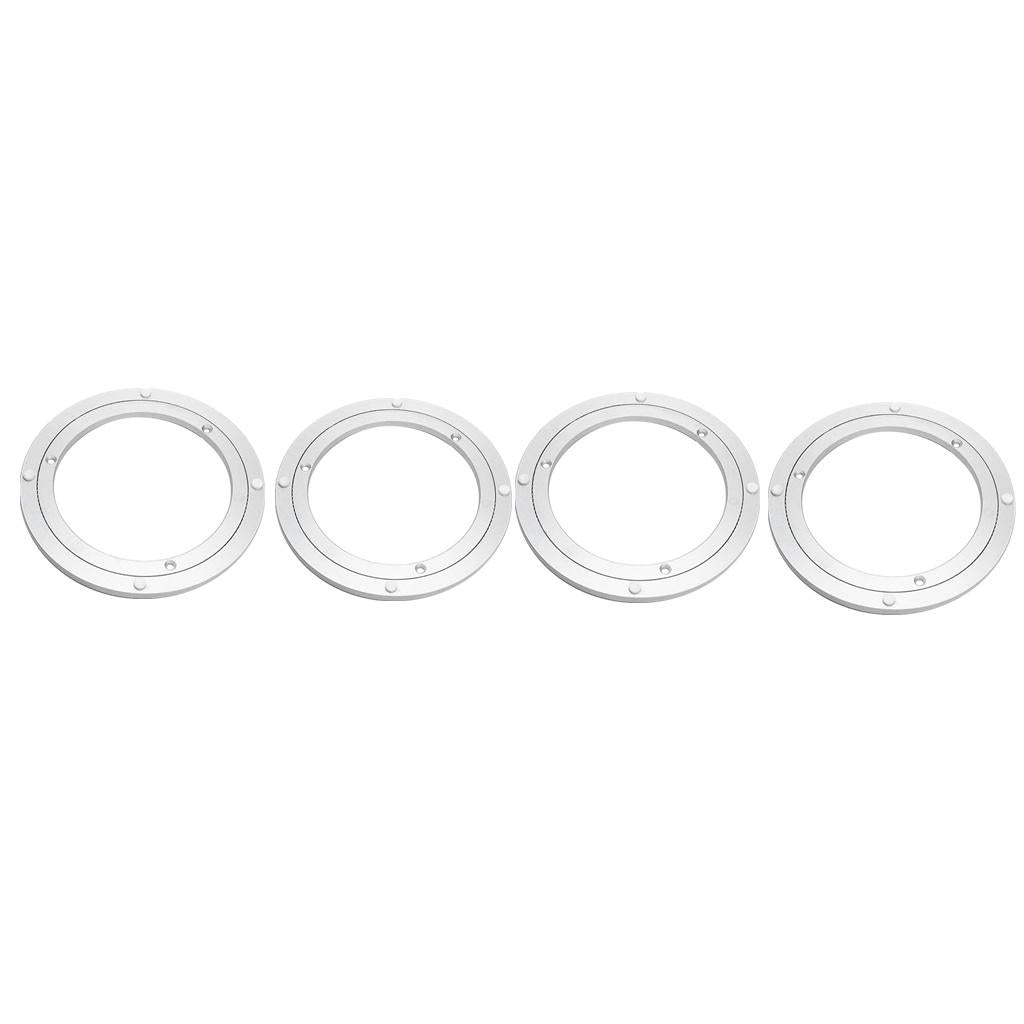 4 Pieces 16inch Aluminum Alloy Round Rotating Turntable Bearing Table Silver