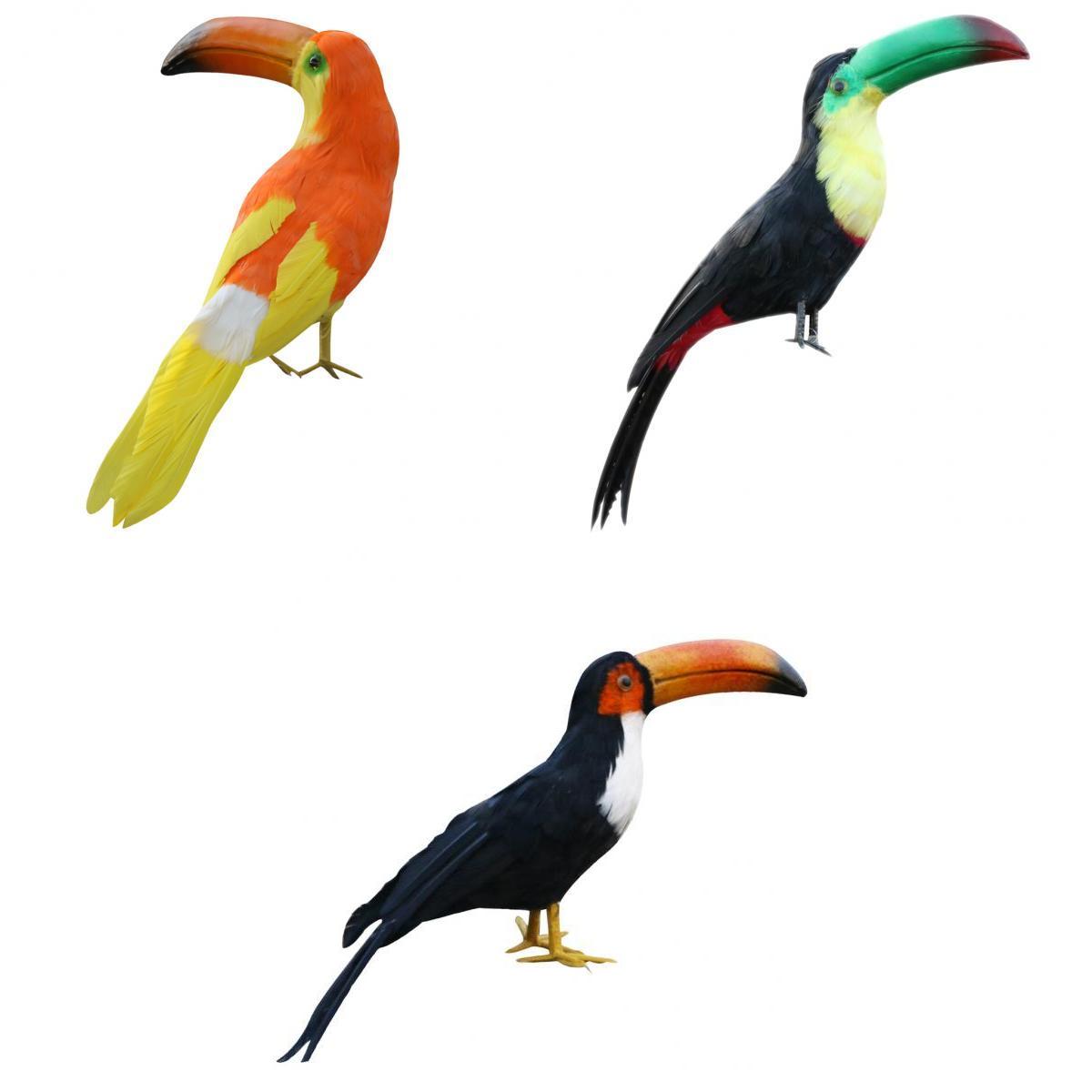 3Pieces Small Artificial Bird Feathered Realistic Garden Home Decor Ornament