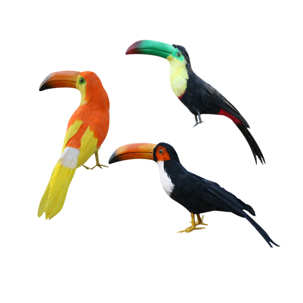 3Pieces Small Artificial Bird Feathered Realistic Garden Home Decor Ornament