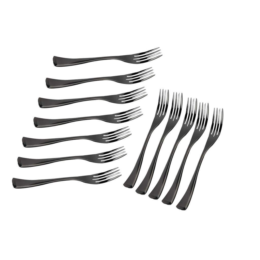 12 Pieces Matte Black Stainless Steel Cutlery Dining Table Dinner Steak Fork
