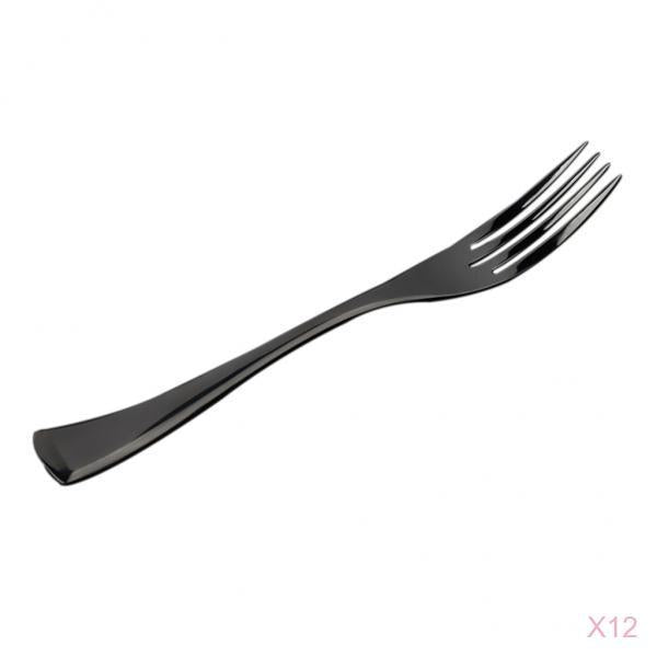 12 Pieces Matte Black Stainless Steel Cutlery Dining Table Dinner Steak Fork