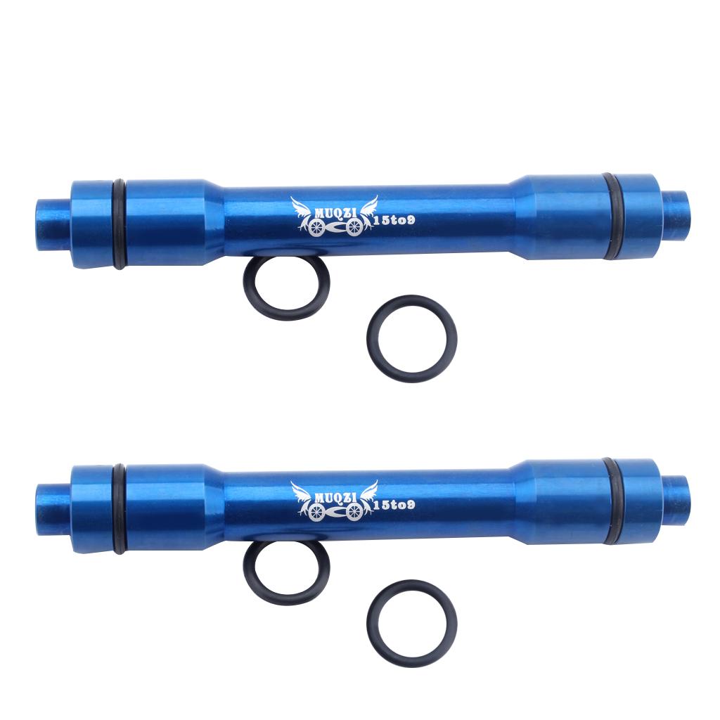2x Bike 15mm to 9mm Thru Axle Quick Release Hub Conversion Skewer Adapter
