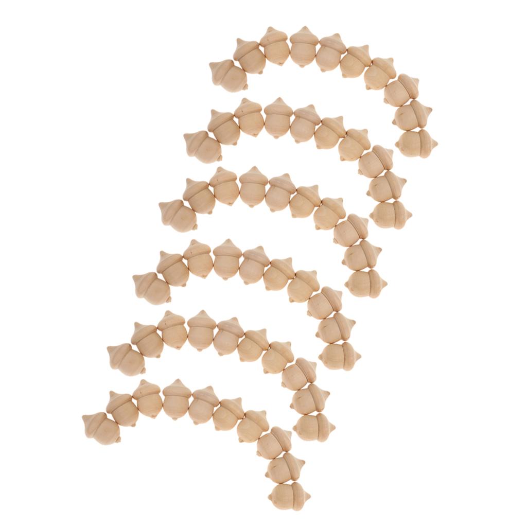 60pcs Novelty Waldorf Acorns DIY Unfinished Wood Craft Wedding Decoration