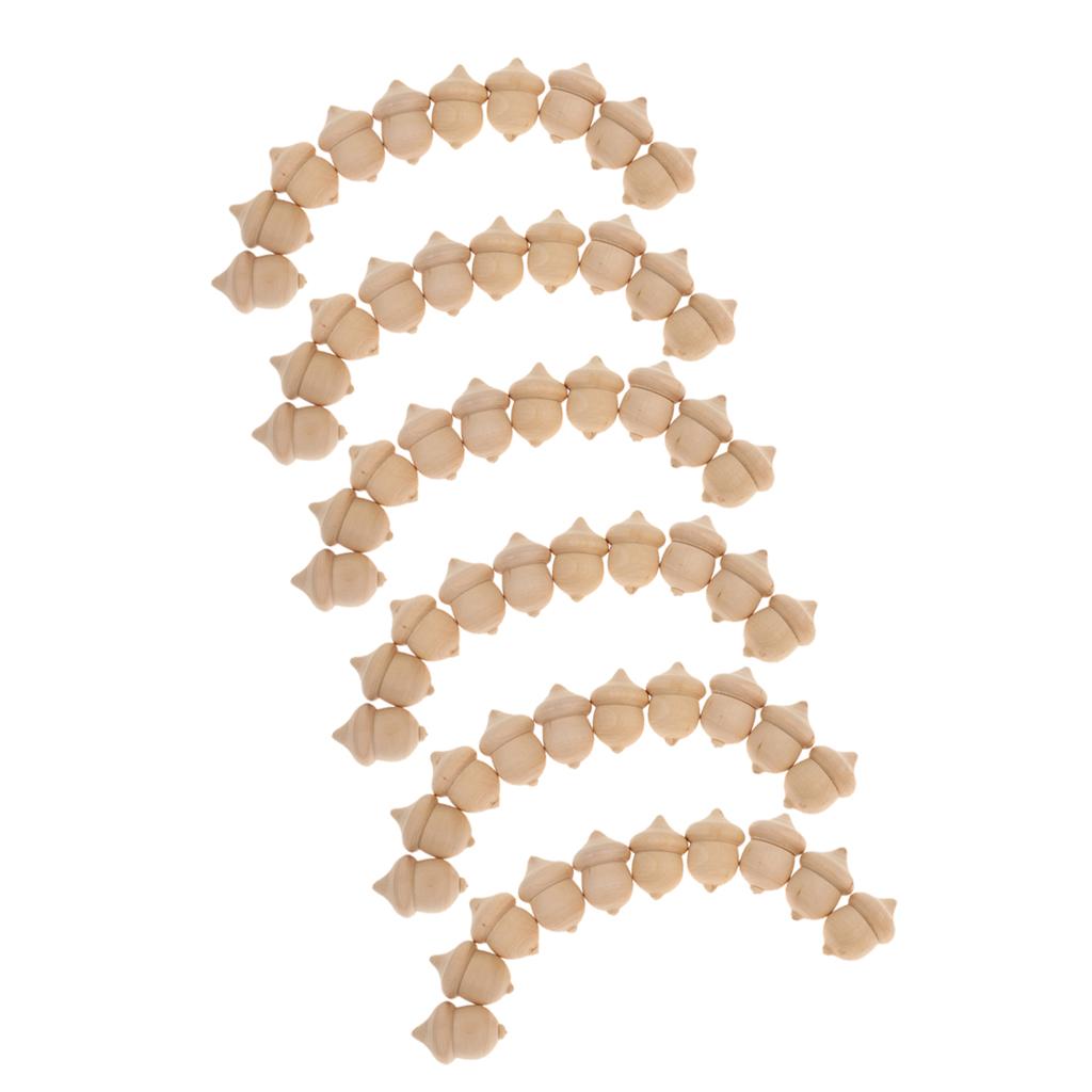 60pcs Novelty Waldorf Acorns DIY Unfinished Wood Craft Wedding Decoration