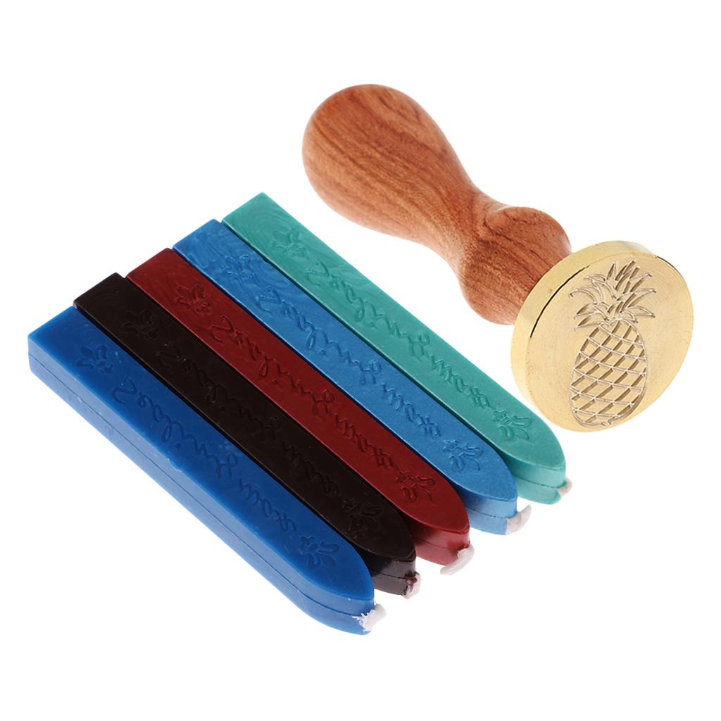 Classic Sealing Wax Stamp Pineapple + Round Seal Sticks for Party Invitation