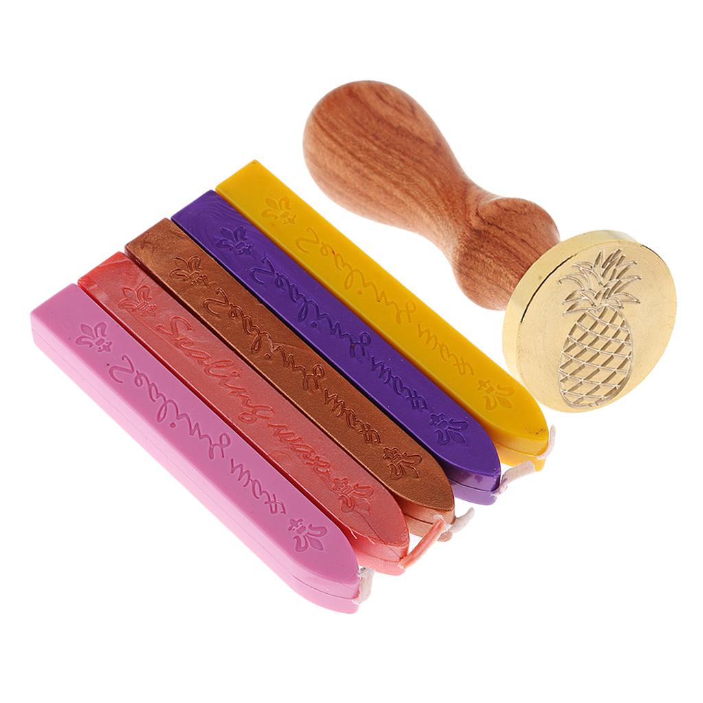 Classic Sealing Wax Stamp Pineapple + Round Seal Sticks for Party Invitation