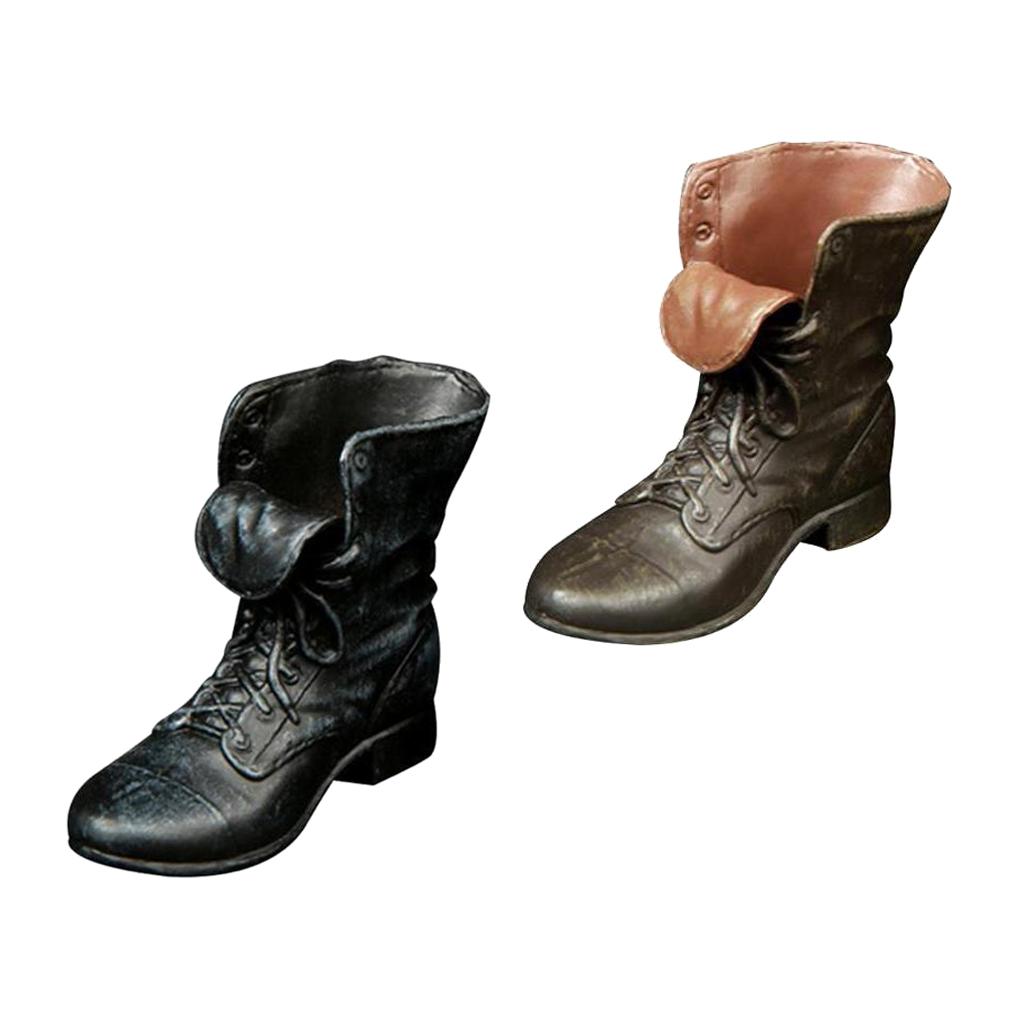 2 Pairs 1/6 Scale Rubber Made Leather Ankle Boots For 12 Male Action Figure"
