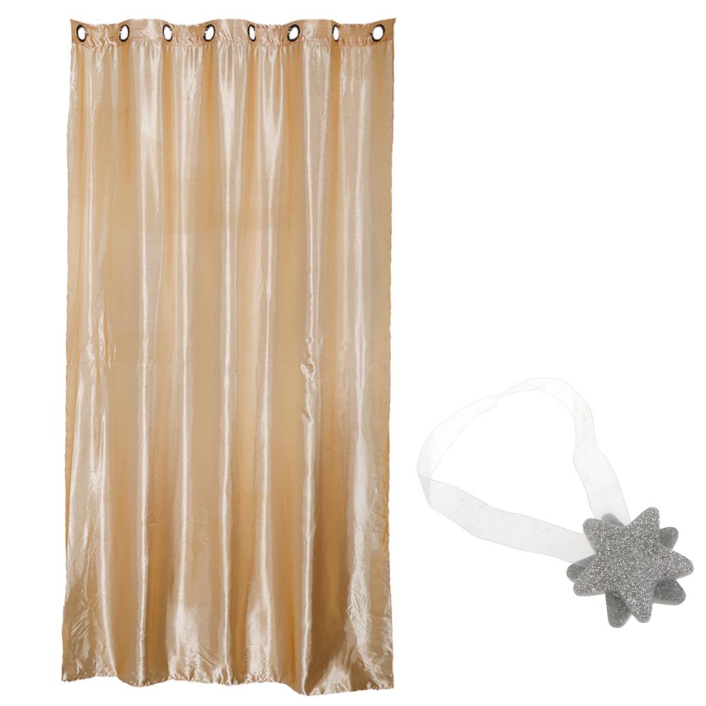 Blackout Curtain Drape with Magnetic Star Buckle Beige#150x250cm Eyelet