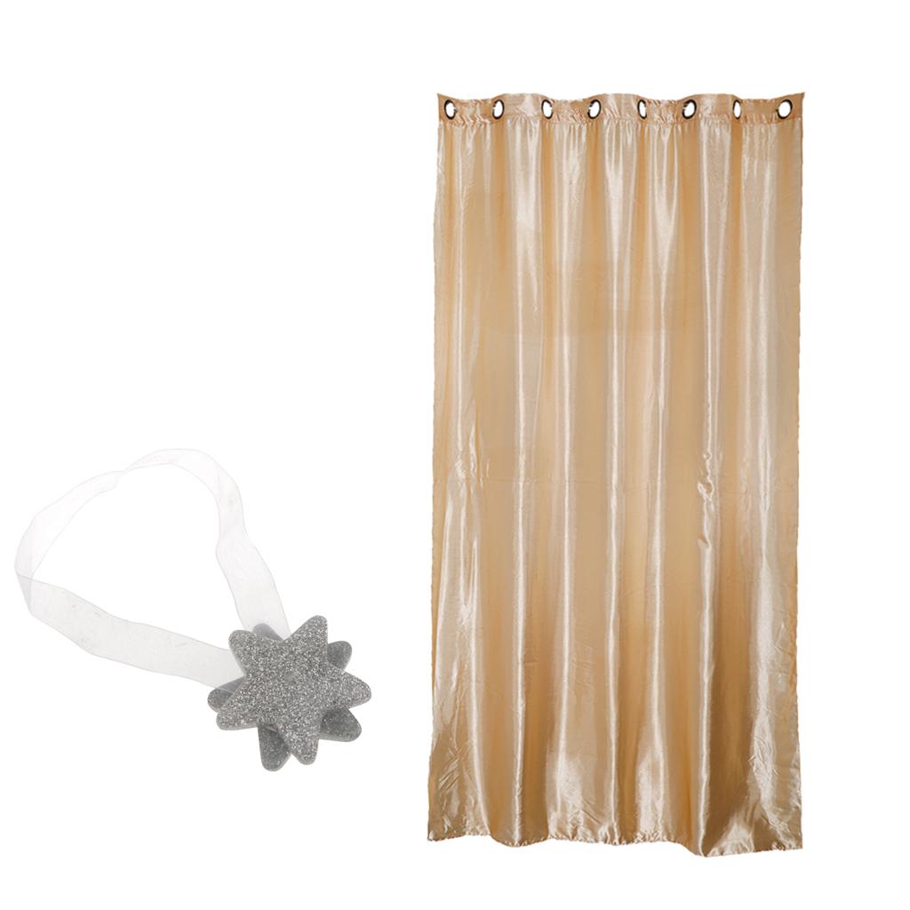 Blackout Curtain Drape with Magnetic Star Buckle Beige#150x250cm Eyelet