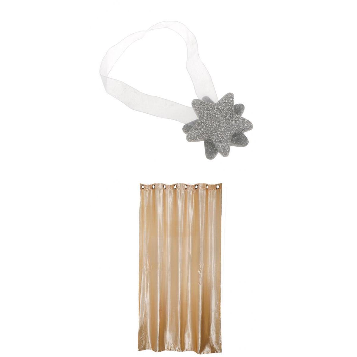 Blackout Curtain Drape with Magnetic Star Buckle Beige#150x250cm Eyelet