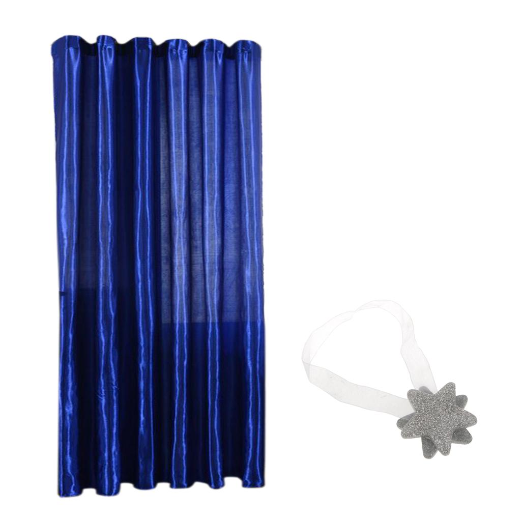 Blackout Curtain Drape with Magnetic Star Buckle Blue# 200x250cm slot top