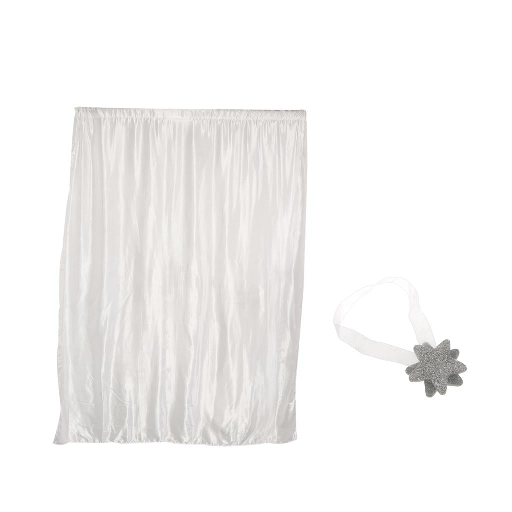Blackout Curtain Drape with Magnetic Star Buckle White#200x250cm slot top