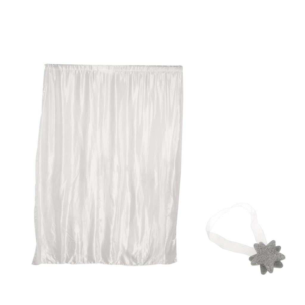 Blackout Curtain Drape with Magnetic Star Buckle White#200x250cm slot top