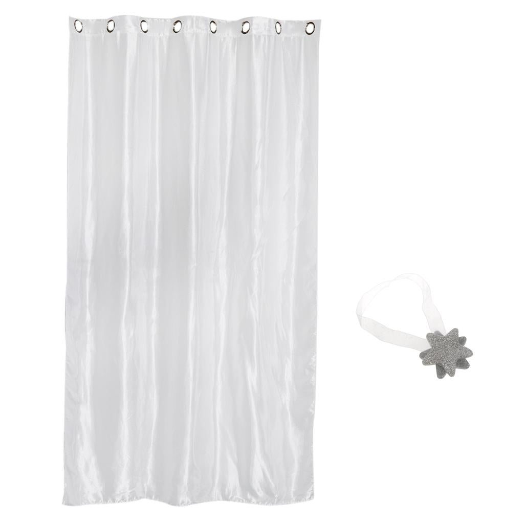 Blackout Curtain Drape with Magnetic Star Buckle White#150x250cm Eyelet