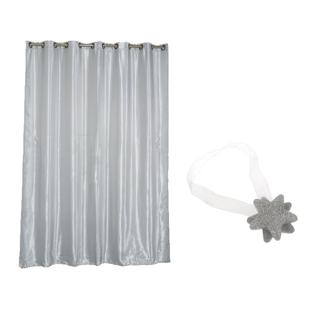 Blackout Curtain Drape with Magnetic Star Buckle Grey#200x250cm Eyelet