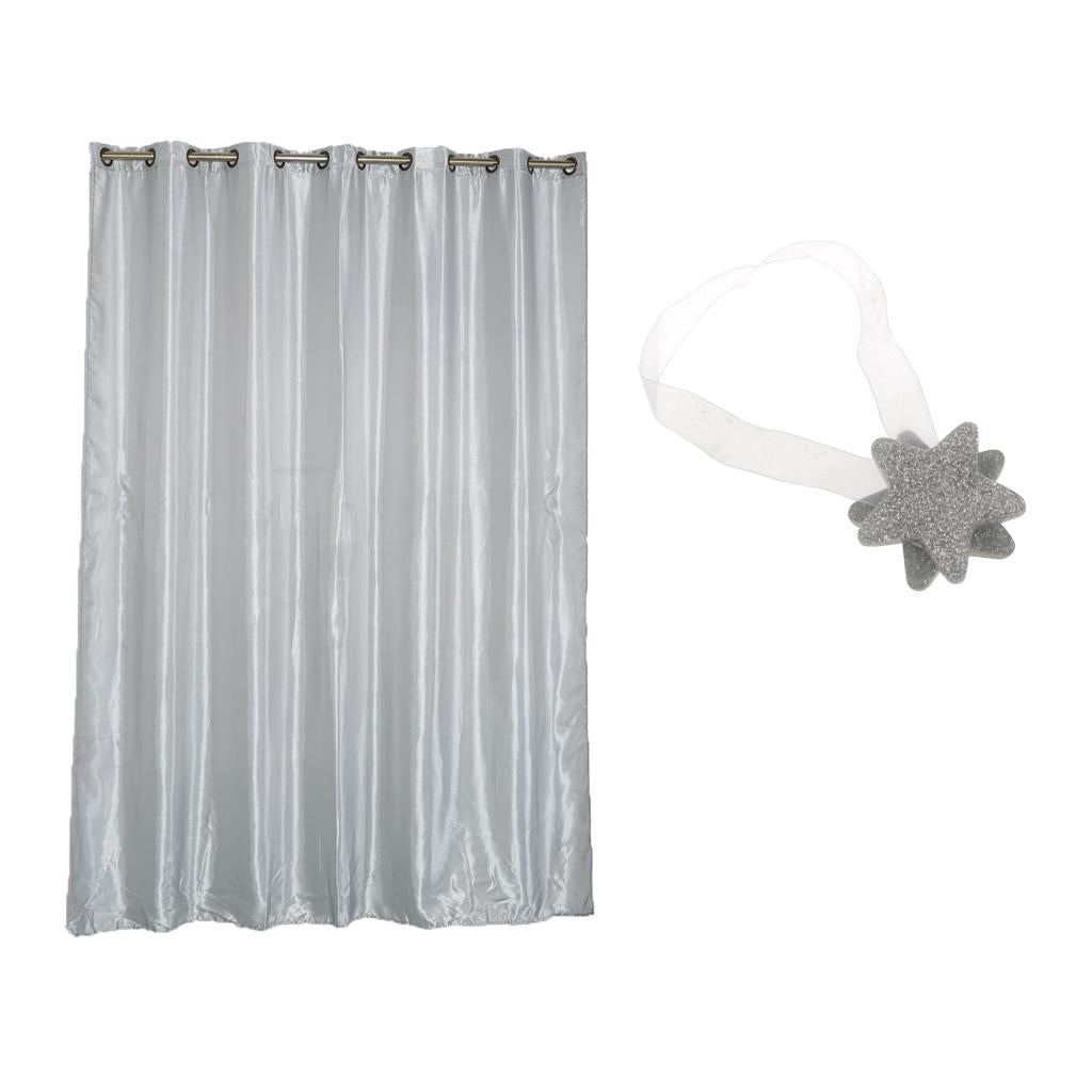 Blackout Curtain Drape with Magnetic Star Buckle Grey#200x250cm Eyelet