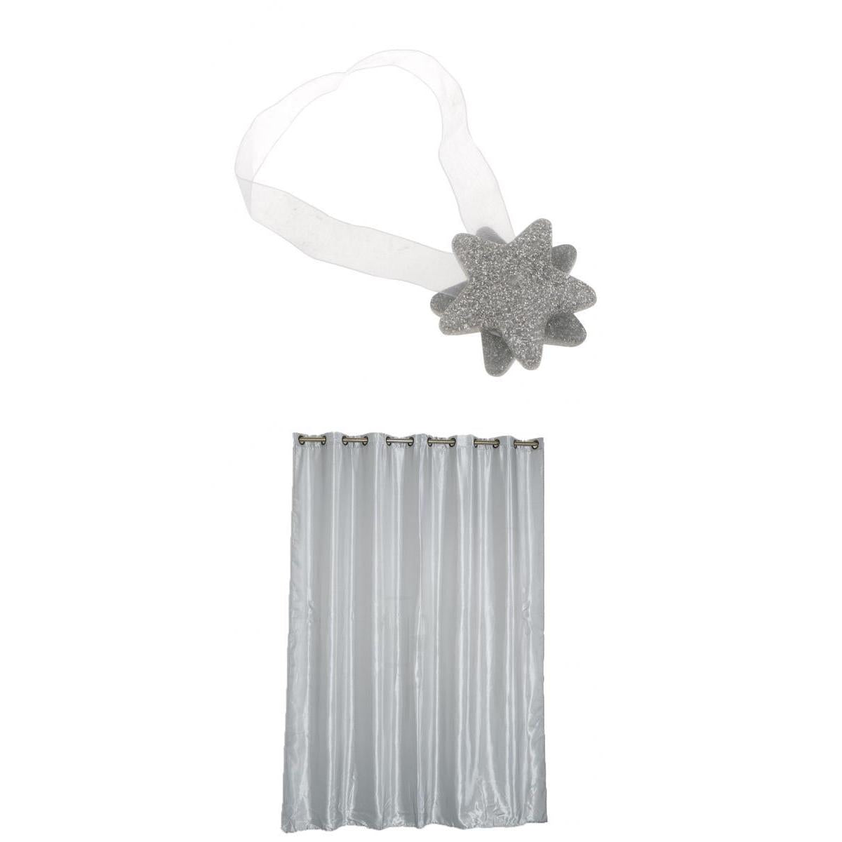 Blackout Curtain Drape with Magnetic Star Buckle Grey#200x250cm Eyelet