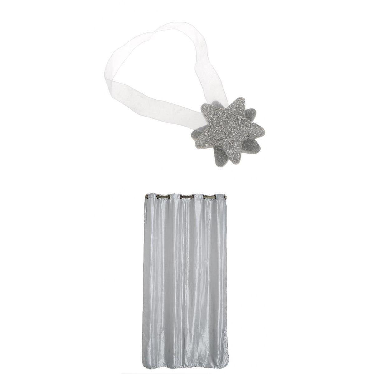 Blackout Curtain Drape with Magnetic Star Buckle Grey#150x250cm Eyelet