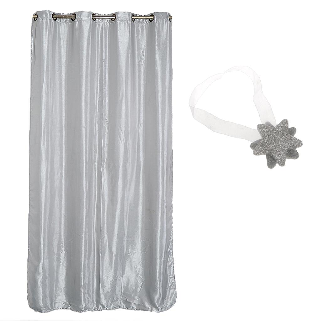 Blackout Curtain Drape with Magnetic Star Buckle Grey#150x250cm Eyelet