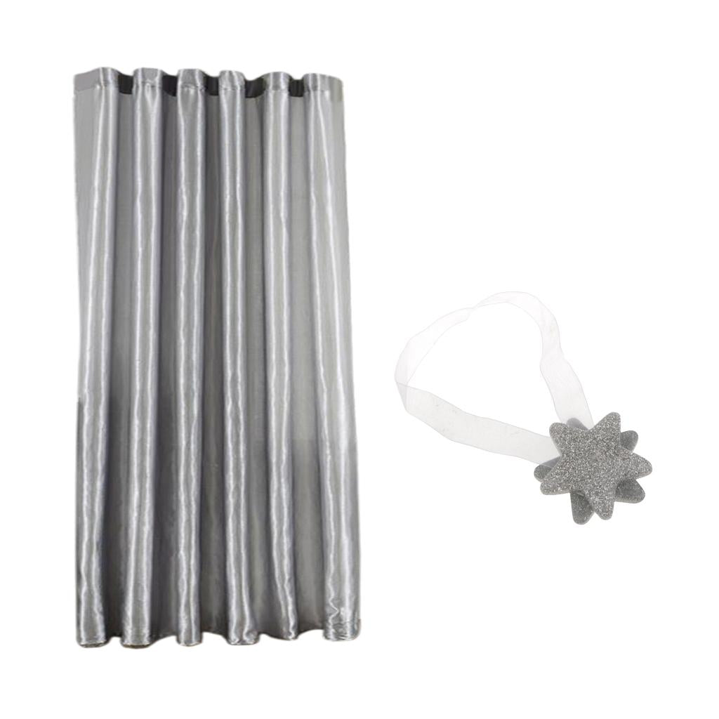 Blackout Curtain Drape with Magnetic Star Buckle Grey# 150x250cm slot top