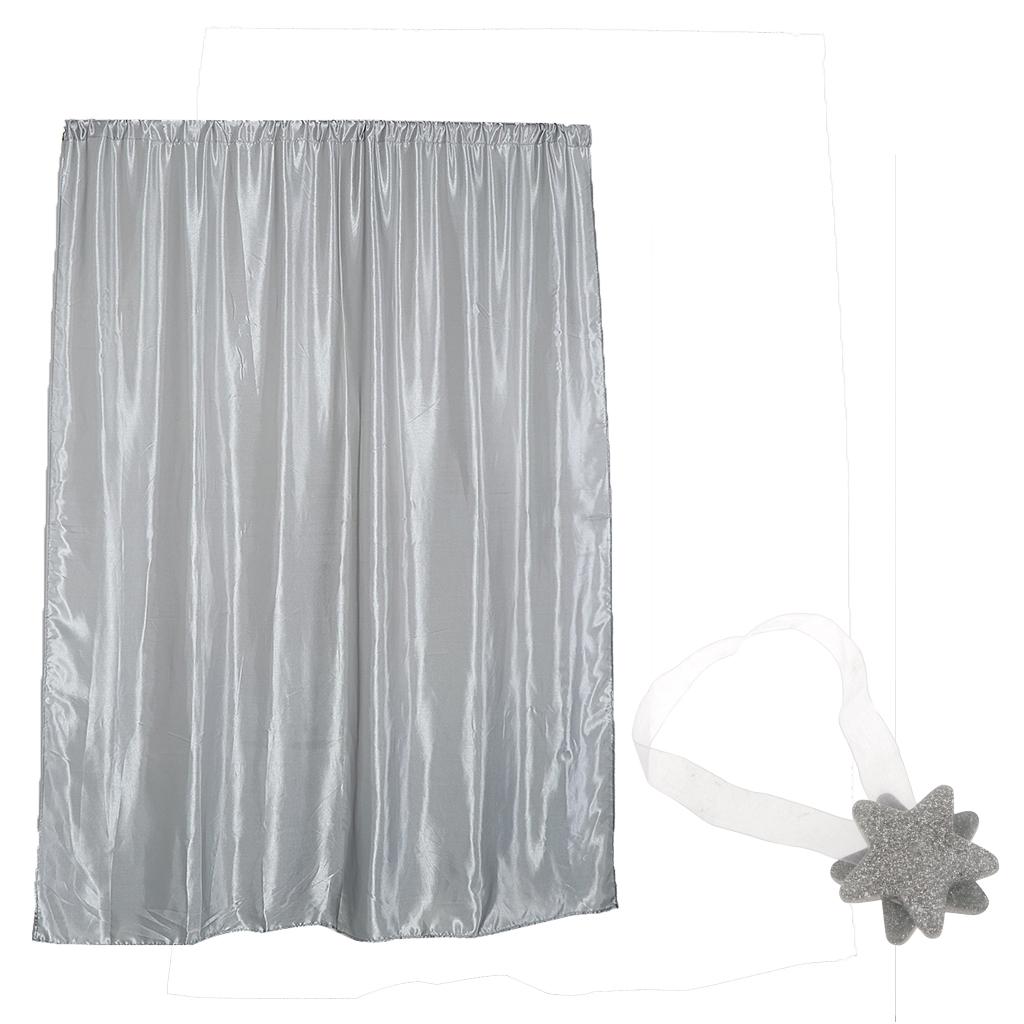 Blackout Curtain Drape with Magnetic Star Buckle Grey# 200x250cm slot top
