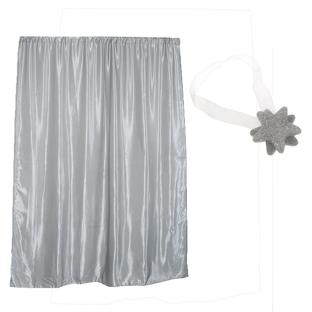 Blackout Curtain Drape with Magnetic Star Buckle Grey# 200x250cm slot top