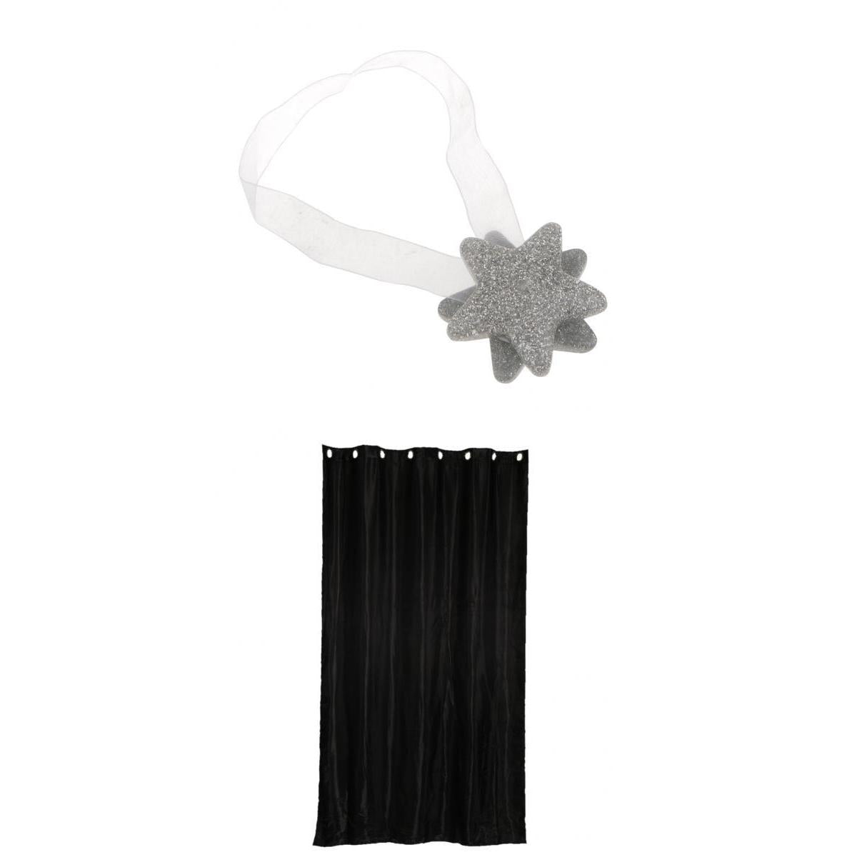 Blackout Curtain Drape with Magnetic Star Buckle Black#150x250cm Eyelet