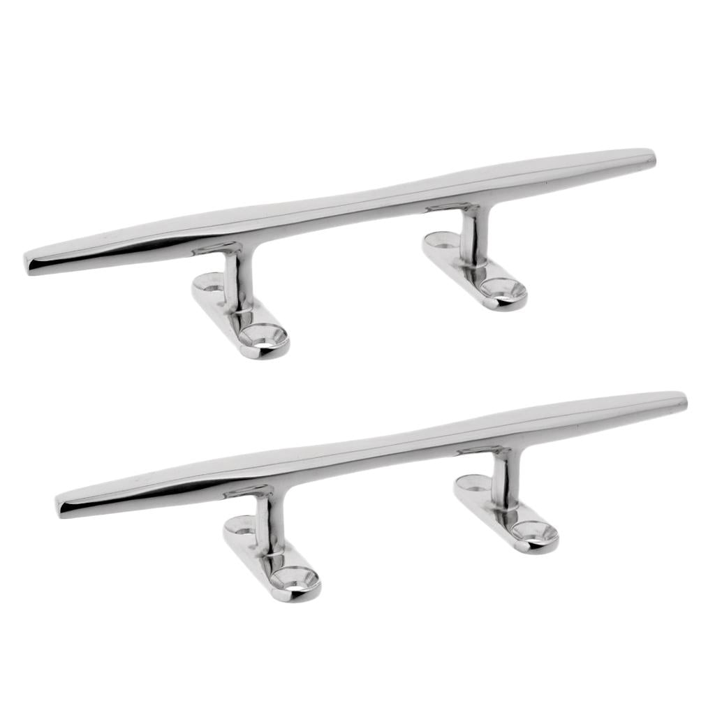 2 Pieces Marine 316 Stainless Steel Open Base Boat Deck Rope Cleat 4 inch