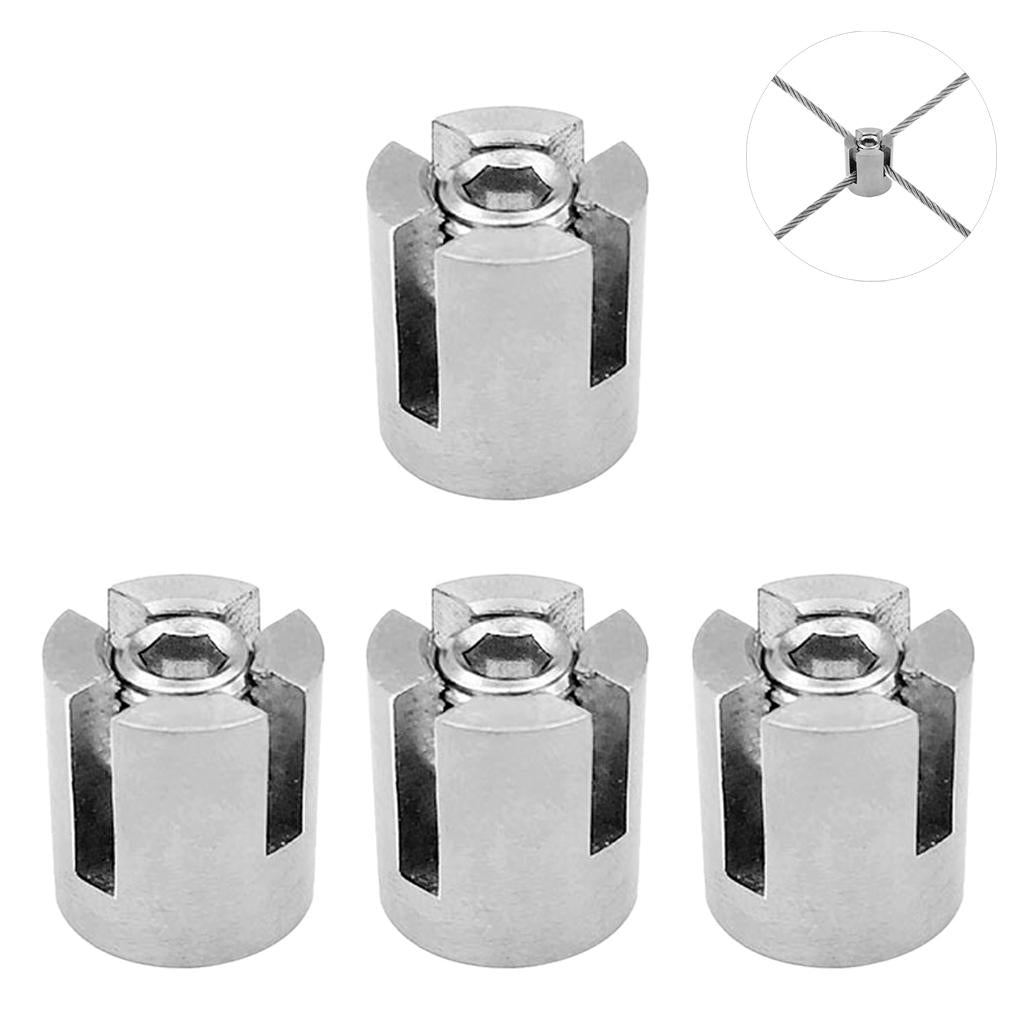 4 Pieces Stainless Steel 316 Marine Grade 3mm Wire Rope Holder Cross Clip