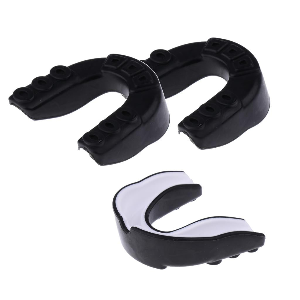 3Pcs EVA Mouth Guard Mouthguard Gum Shield Boxing MMA Teeth Protection Black