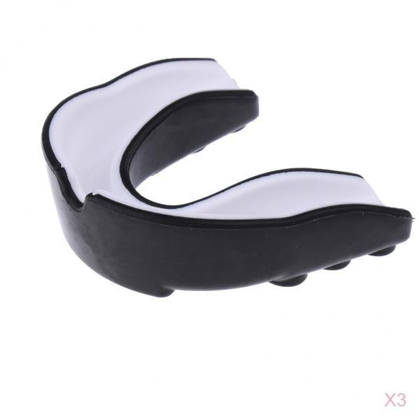 3Pcs EVA Mouth Guard Mouthguard Gum Shield Boxing MMA Teeth Protection Black