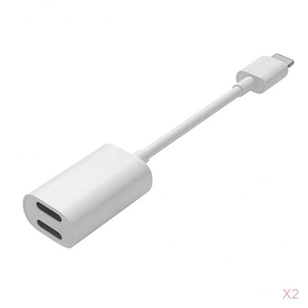 2Pieces Splitter Adapter Headphone Audio & Charger Cable for iPhone 7 8 Plus