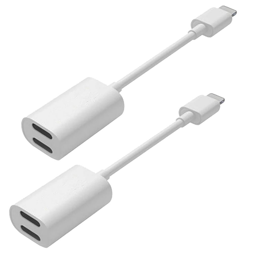 2Pieces Splitter Adapter Headphone Audio & Charger Cable for iPhone 7 8 Plus
