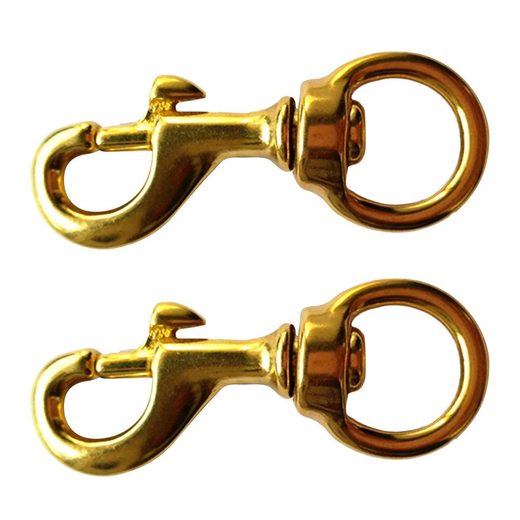2 Pieces Solid Brass 10mm Eye Ring Trigger Swivel Snap Clasp Hook Clip 45mm