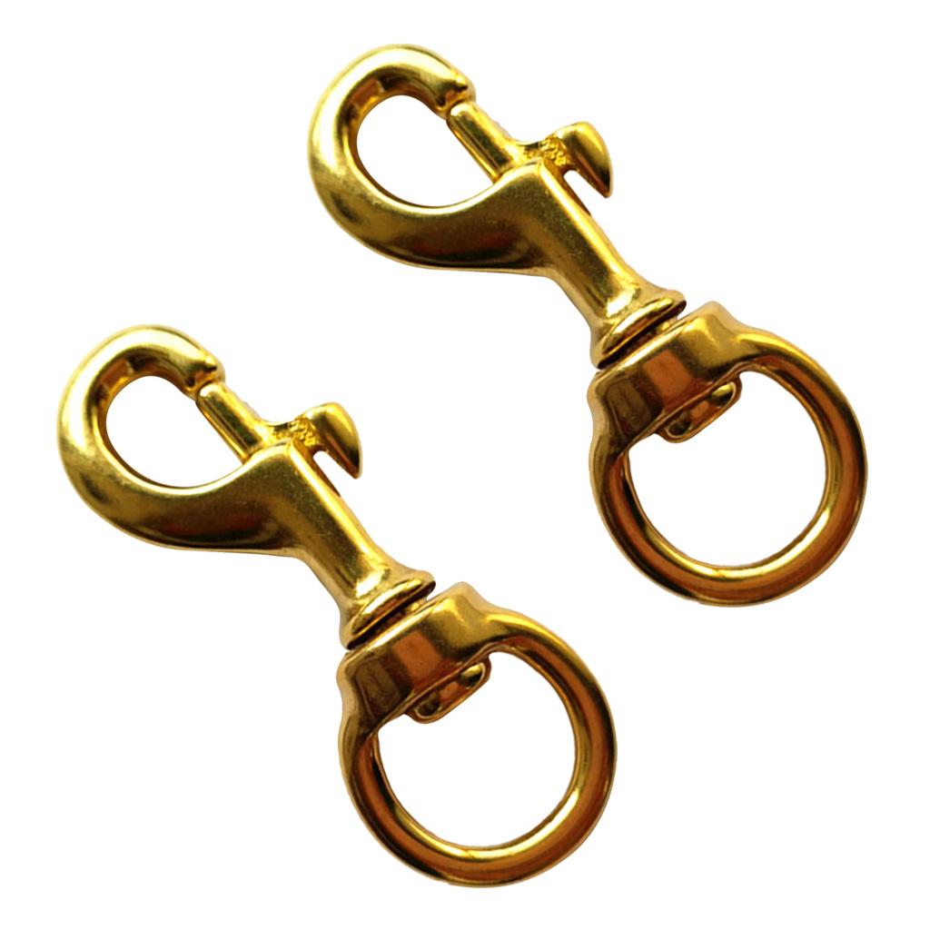 2 Pieces Solid Brass 10mm Eye Ring Trigger Swivel Snap Clasp Hook Clip 45mm
