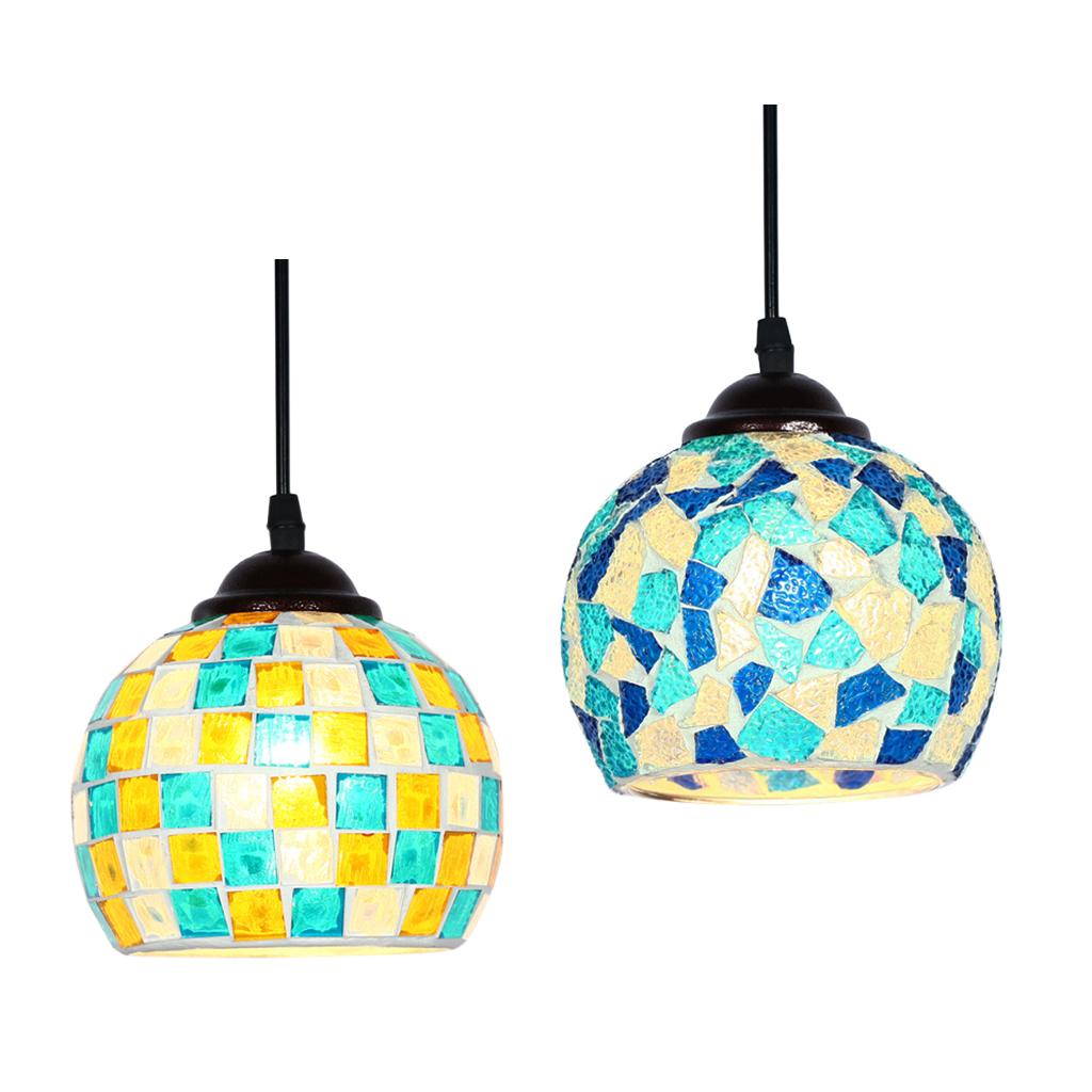 2x Vintage Hanging Light Mosaic Design Pendant Ceiling Lampshade