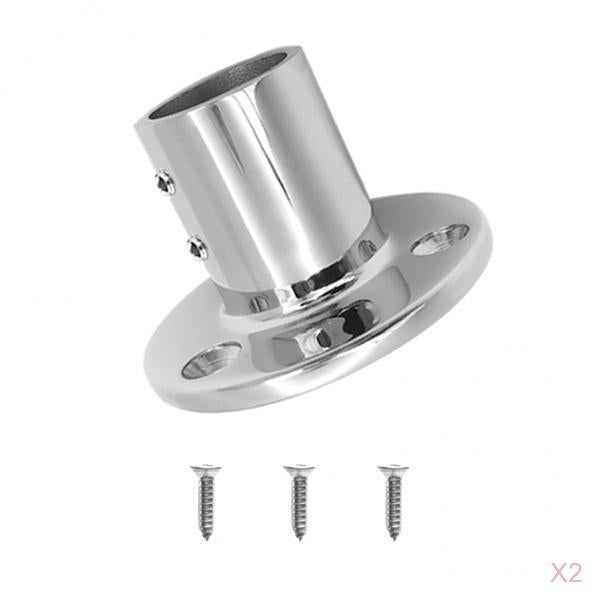 1 Pair 316 Stainless Steel Boat Hand Rail Fitting 22mm Round Stanchion Base