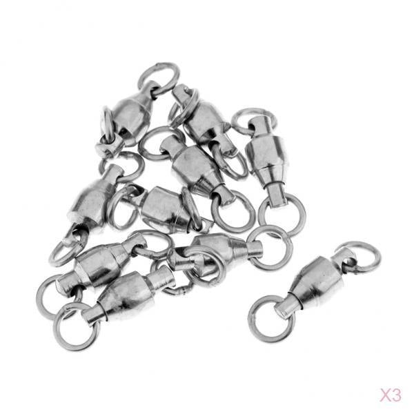 30Pcs Heavy Duty Ball Bearing Swivel Solid Rings Black Fishing Swivel 5#