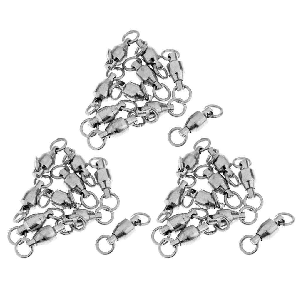 30Pcs Heavy Duty Ball Bearing Swivel Solid Rings Black Fishing Swivel 5#