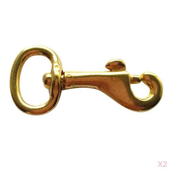 2 Pieces Brass Swivel Eye Bolt Snap Hook Leather Craft Dog Leash Clip 56mm