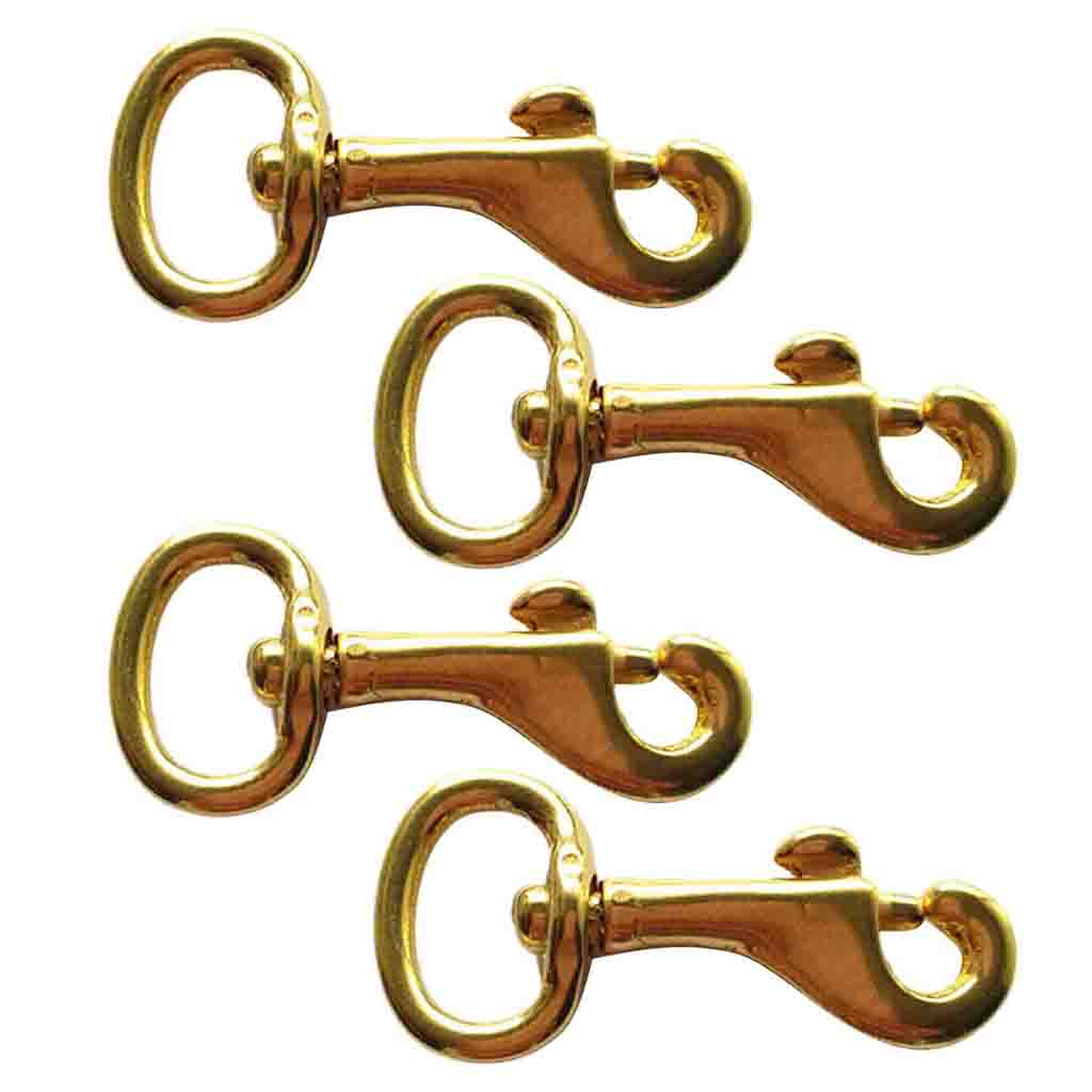 4 Pieces Brass Swivel Eye Bolt Snap Hook Leather Craft Dog Leash Clip 56mm