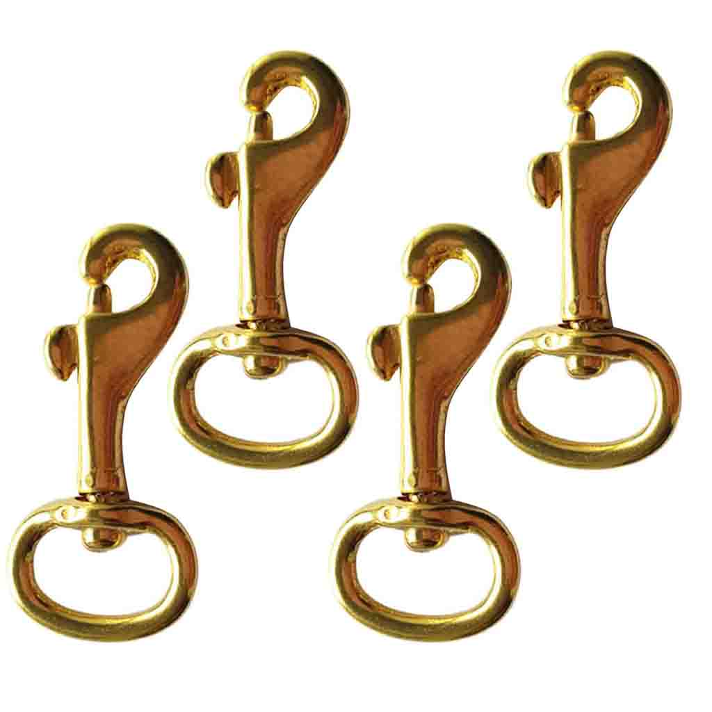 4 Pieces Brass Swivel Eye Bolt Snap Hook Leather Craft Dog Leash Clip 56mm