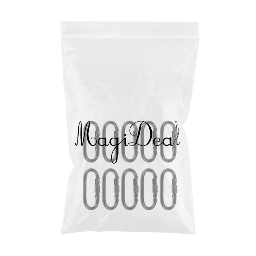 10 Pieces 25KN Screw Lock Oval Carabiner Rock Climbing Dog Clip Hammock Hook