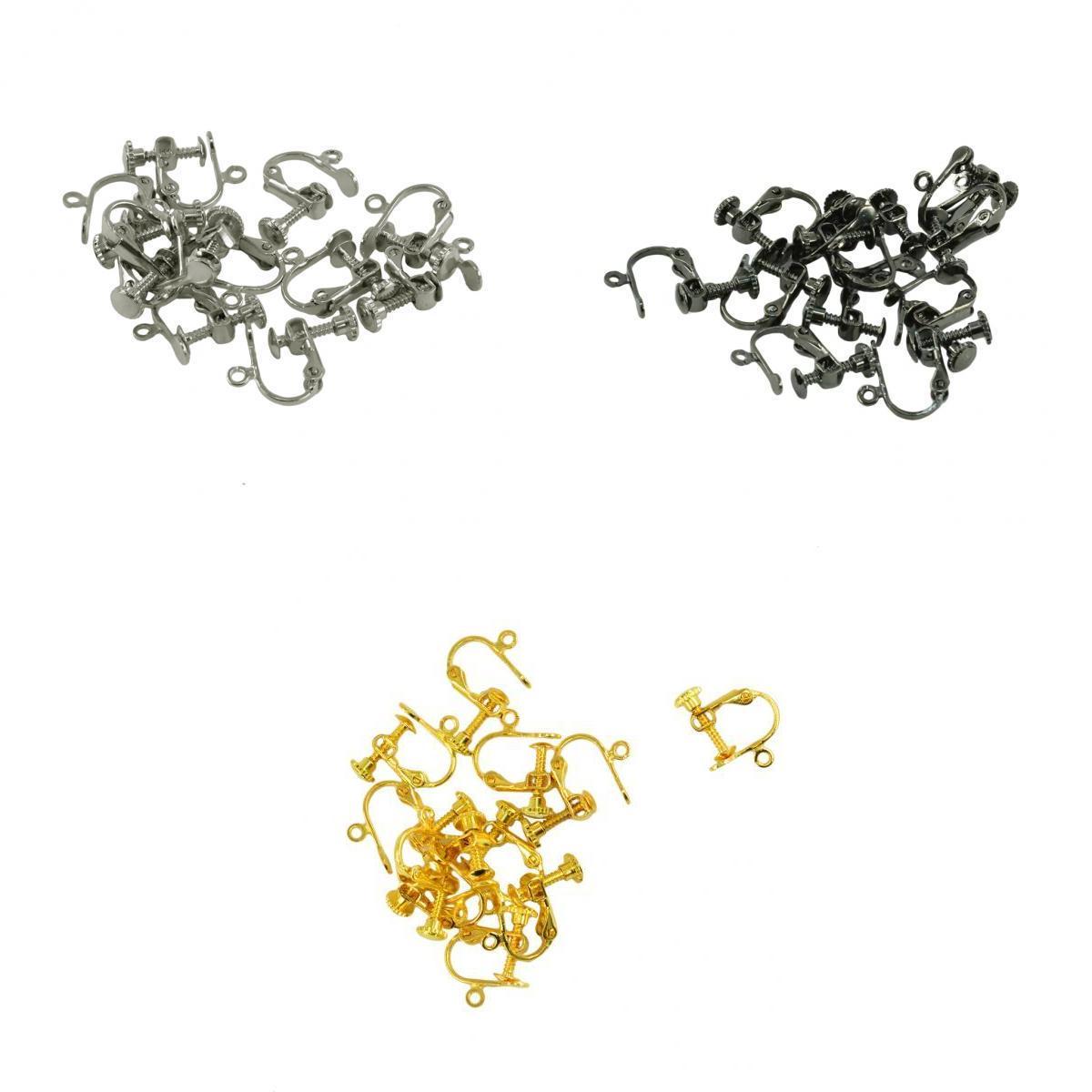 36 Pieces Non-Piercing Brass Adjustable Screw Earring Clip Hooks DIY Craft