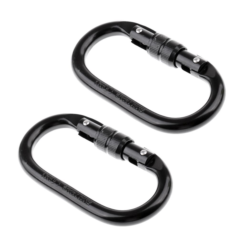 2 Pieces 25KN Oval Steel Screw Lock Carabiner for Rock Climbing Rappelling
