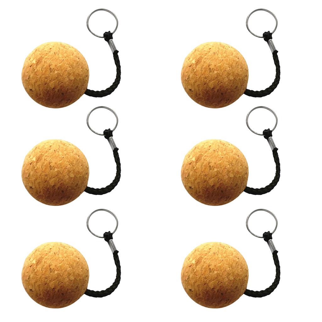 6 Pieces Floating Cork Keyring Water Buoyant Key Ring Marine Sailing Boating