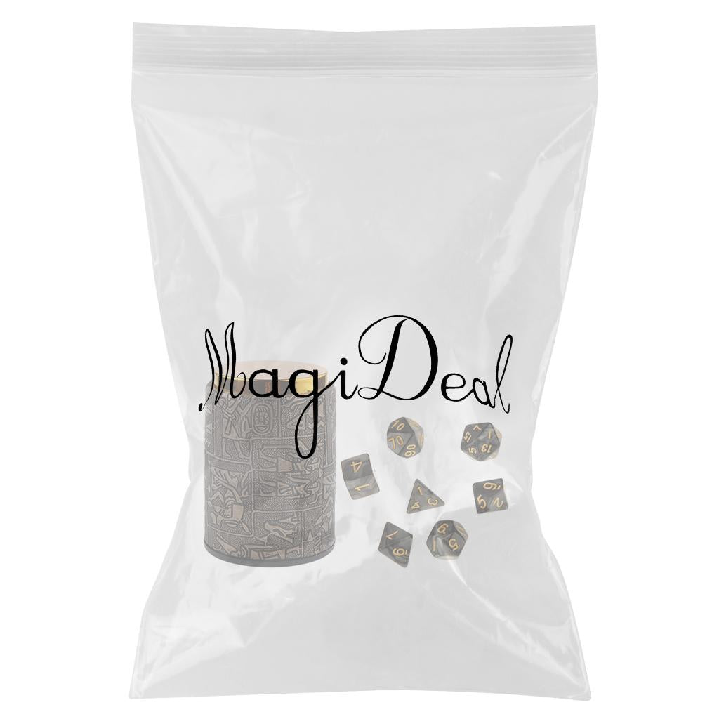 7X Polyhedral Dice for Dungeons and Dragons Table Games+Dice Cup Black