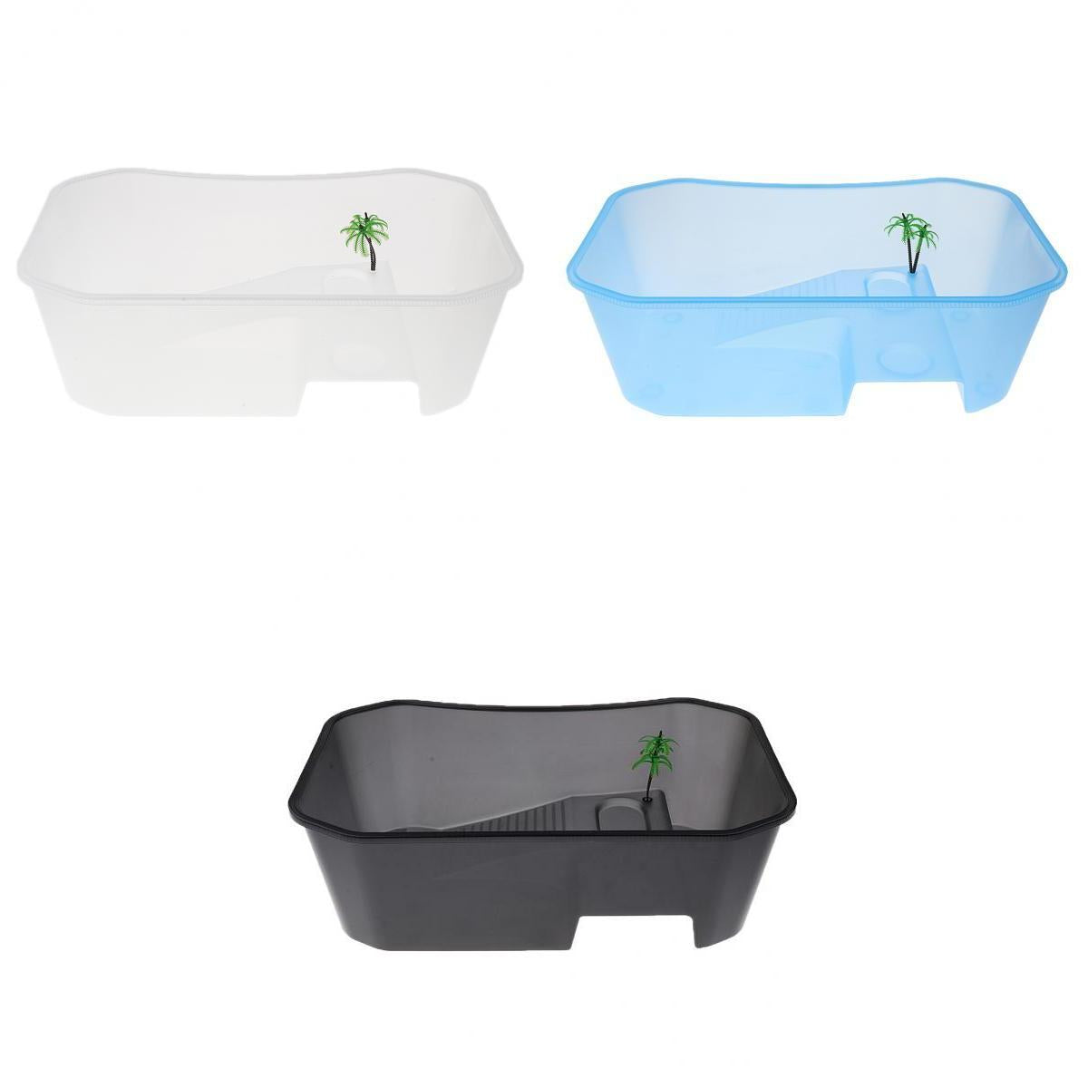 3 Pieces Plastic Reptile Terrapin Tortoise Turtle Tank Vivarium Feeding Box