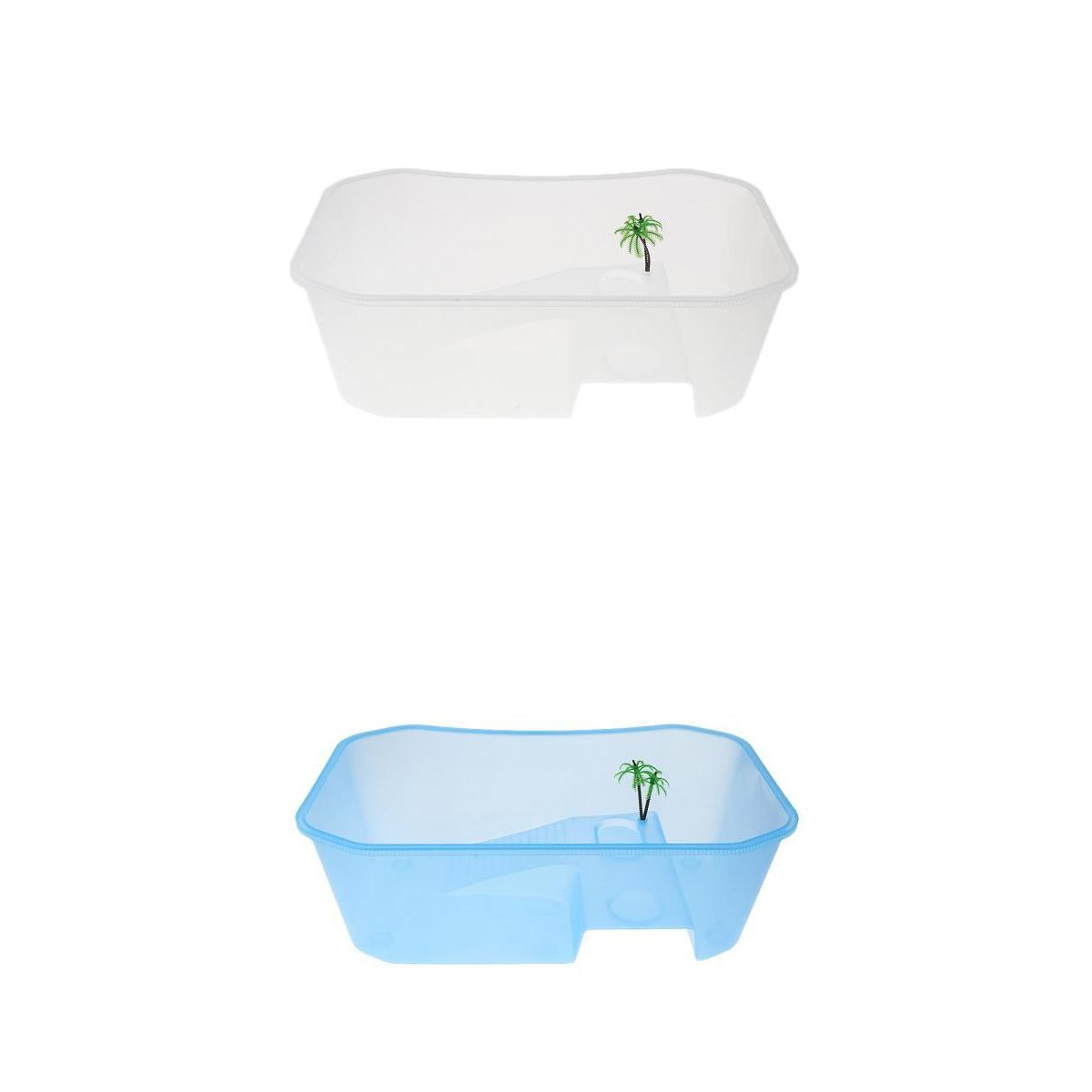 2 Pieces Plastic Reptile Terrapin Tortoise Turtle Tank Vivarium Feeding Box